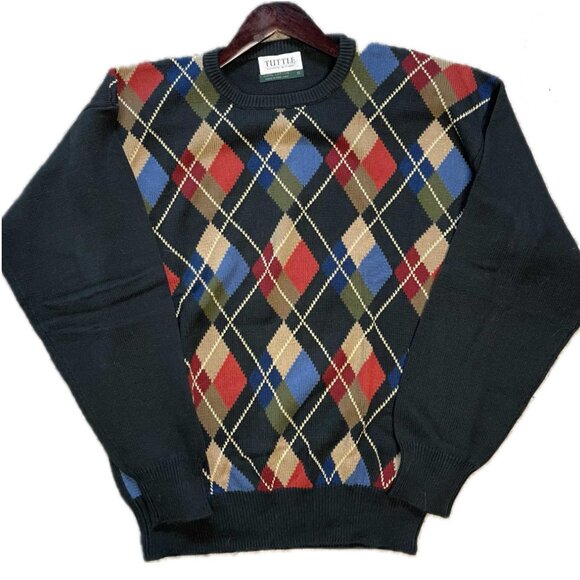 90's Vintage ARGYLE SWEATER Mens Size Small - Picture 1 of 4